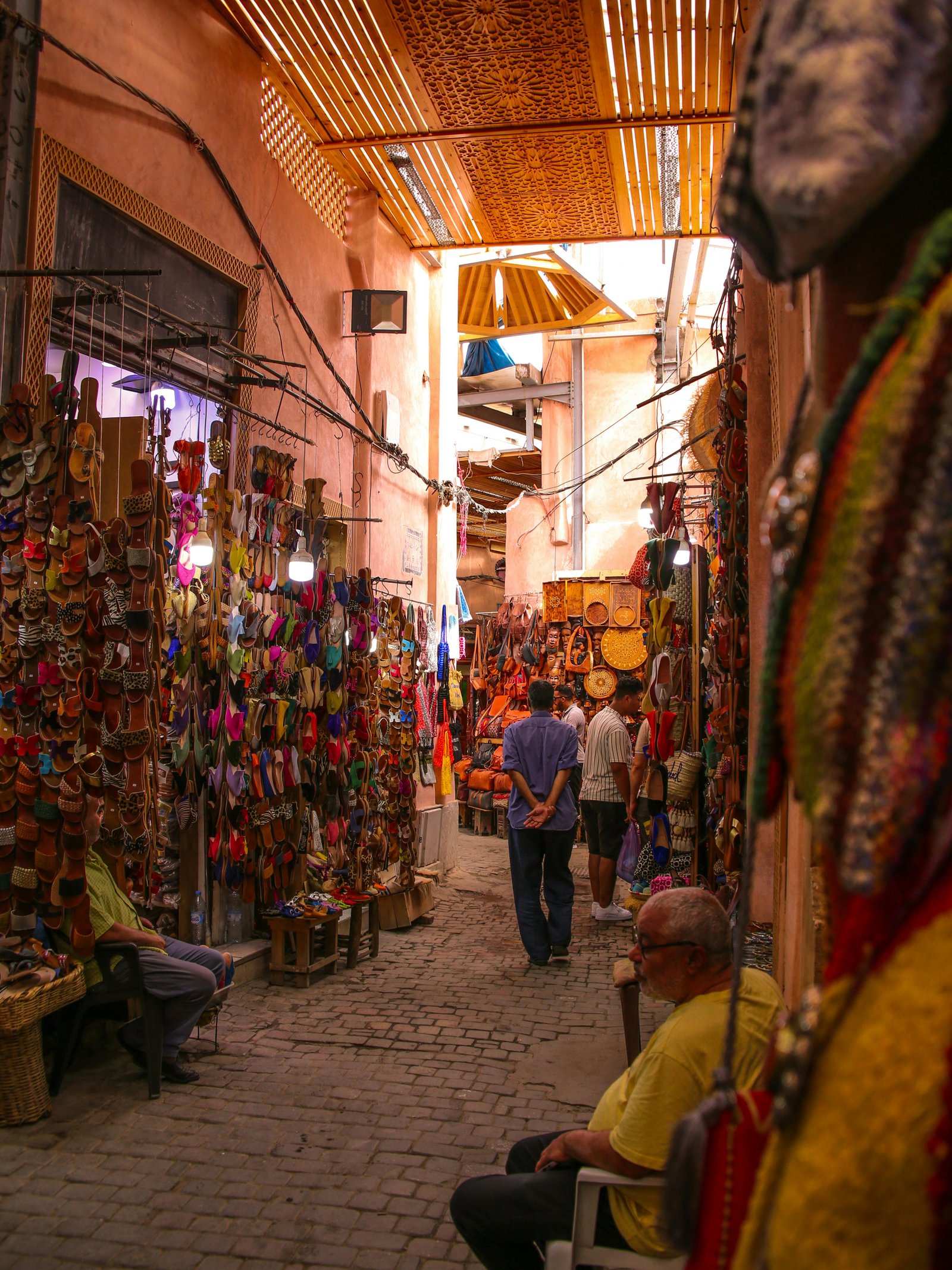 Vibrant souks and ornate doorways in Marrakech's medina
